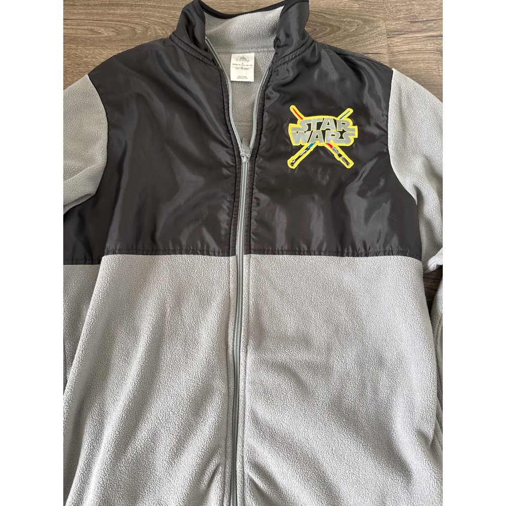 Vintage Disney Star Wars Full Zip Fleece Jacket Lightsaber Logo Mens Small‎